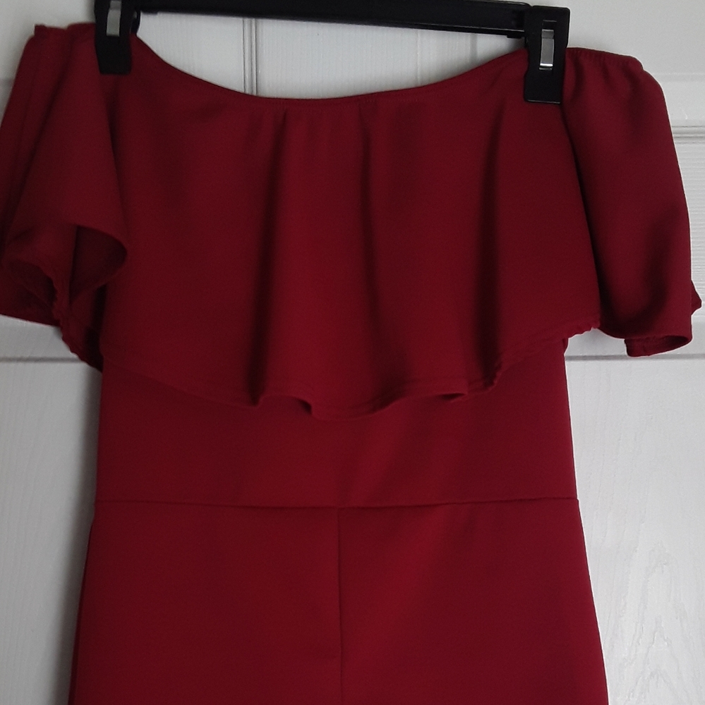 Red off the shoulder romper